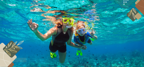 Tourists snorkeling underwater, an activity included in their Panglao, Bohol travel package